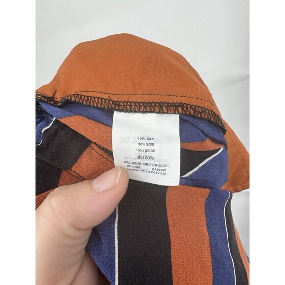 Madewell‎ X No. 6 Playa Cami Silk Jumpsuit Women 6 Orange Navy Striped Preppy - Picture 5 of 12